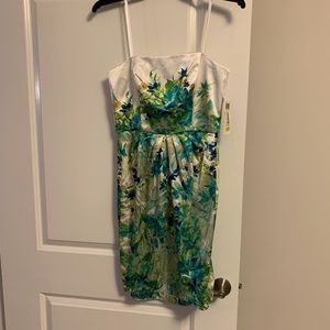 Watercolor Floral Strapless Dress